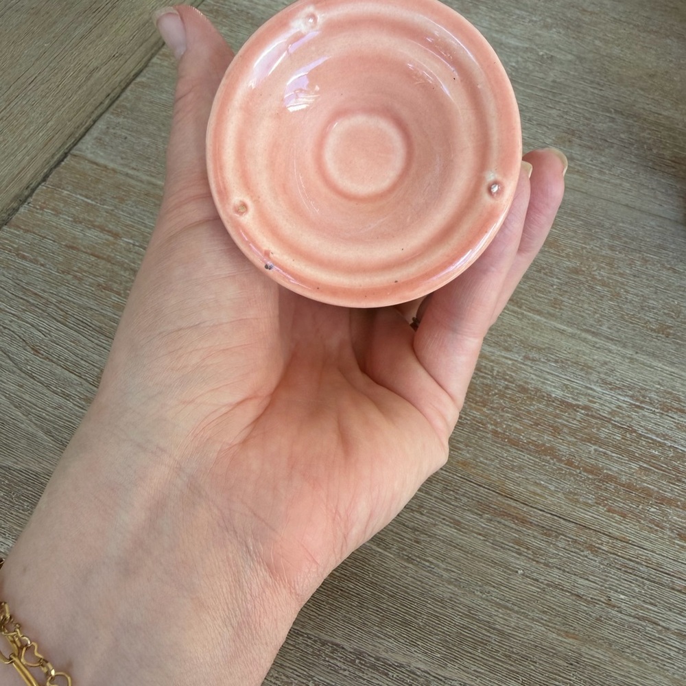 🌱 Set of 4 Vintage Metlox Poppytrail Lotus Vernonware Peach “Cabbage Leaf” Mugs - Picture 3 of 3